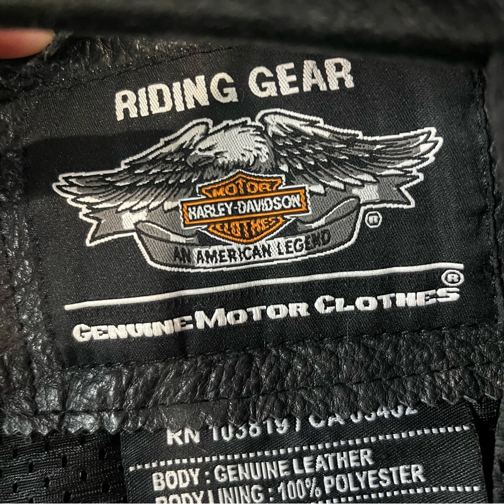 Harley-Davidson Black Leather Jacket with Orange Accents - Picture 11 of 16